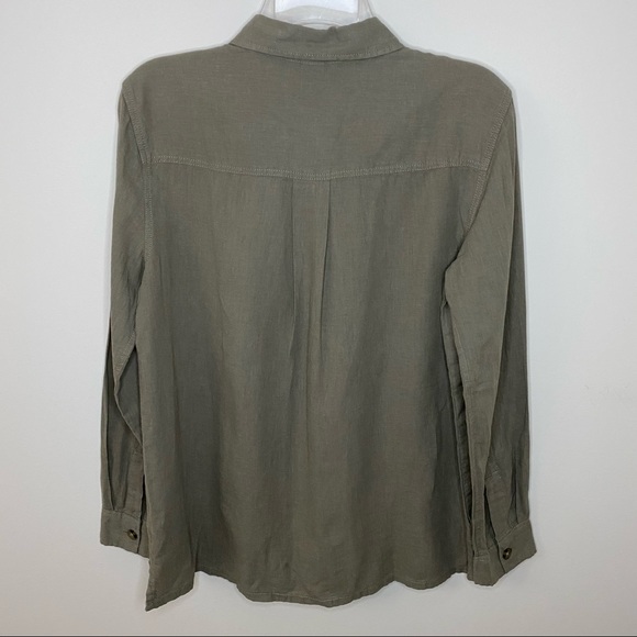 H&M Women’s Light Olive Green Collared Button Down Long Sleeve Shirt Size XS NWT - Picture 3 of 12